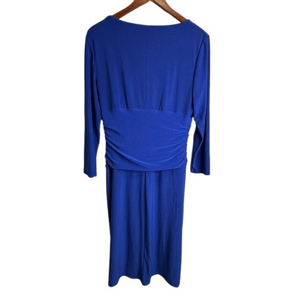 Lauren Ralph Lauren Vneck Faux Wrap Long Sleeve Midi Dress Size 10 - Picture 2 of 8
